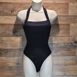 Naked Wardrobe Halter Bodysuit Black Sizs S NWOT
